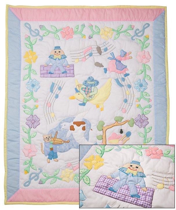 Mother Goose Nursery Rhyme Baby Quilt Plaid Tidings